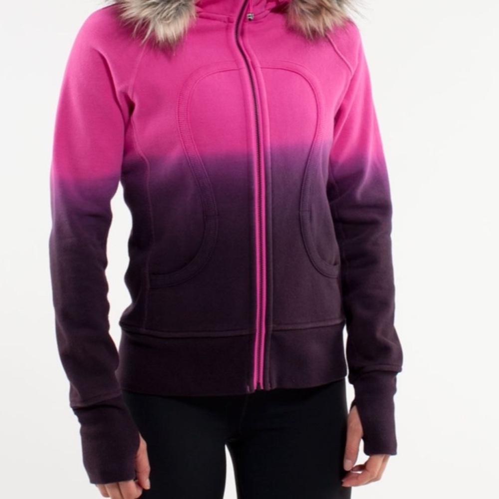 Lululemon Scuba Hoodie Paris Pink / Black Special Edition Size 6 * No Fur